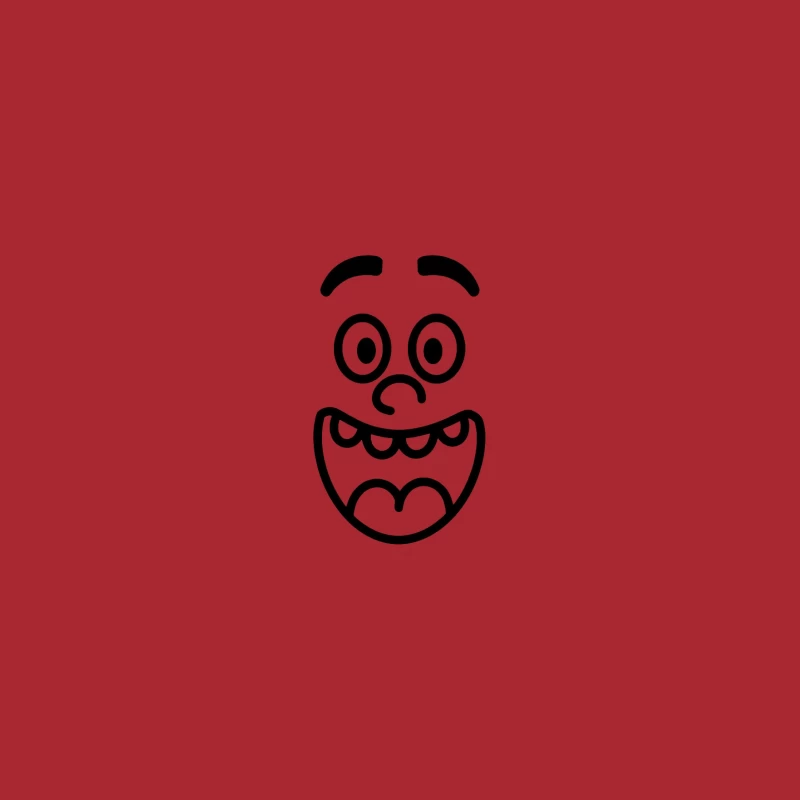 Simple Black and White Cartoon Doodle Face with Happy Expression Baseball Cap