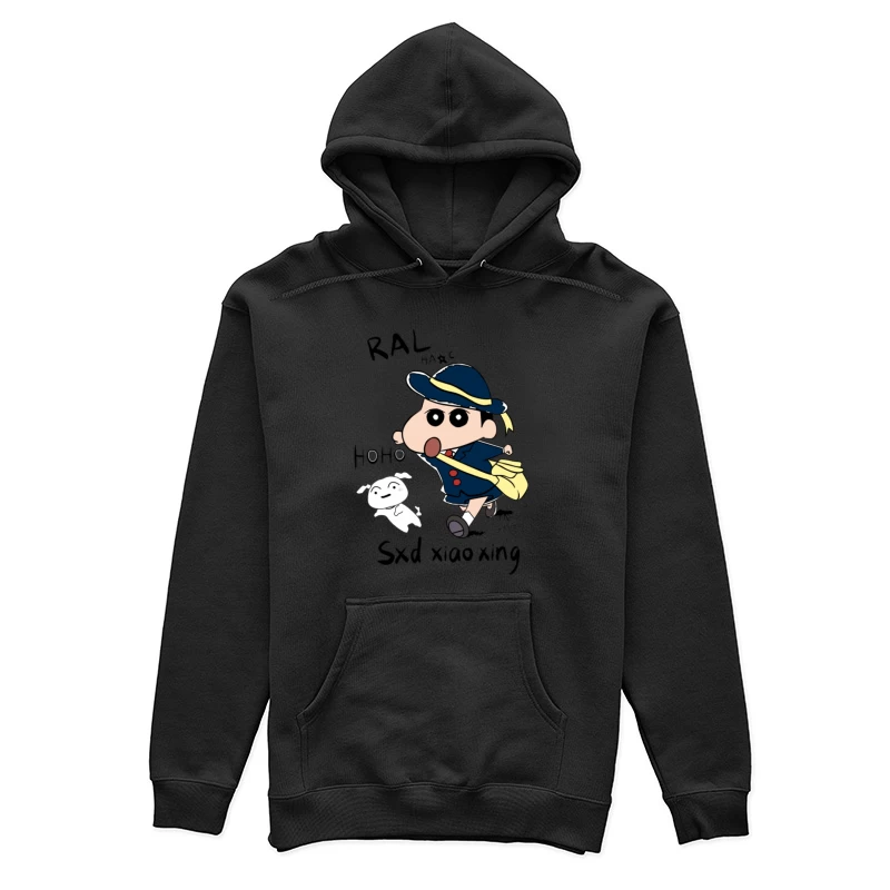 Lustiger Comic-Charakter mit Hund Damen Pullover Hoodie