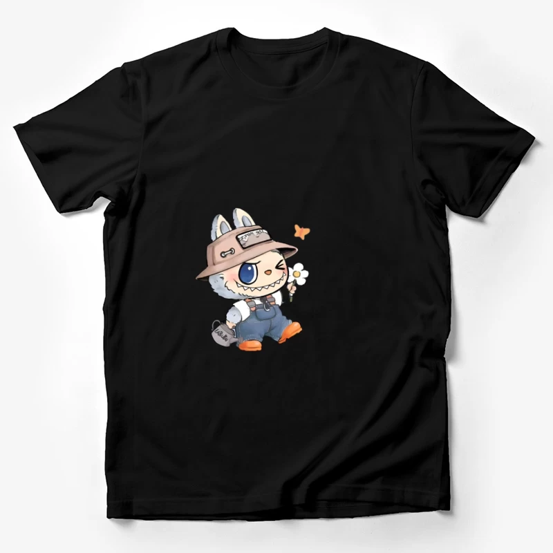 Adorable mascotte de dessin animé avec fleur Homme T-Shirt