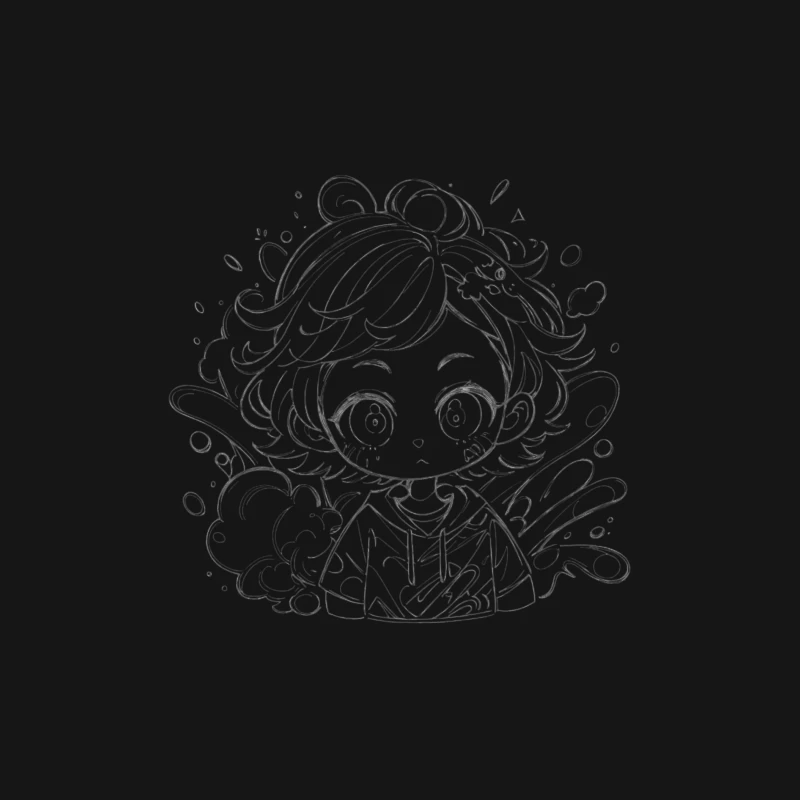 Chibi Character Surrounded by Water Male Long Sleeve T-Shirt