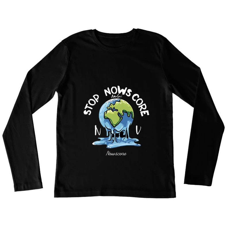 Klimawandel-Schmelzender Globus Design Damen Langarm T-Shirt
