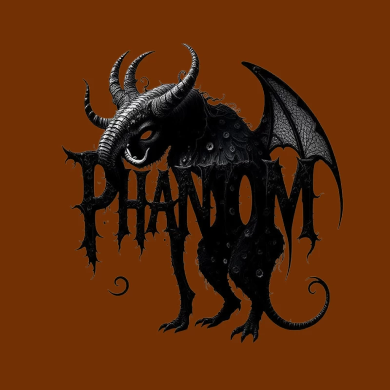 Gothic Phantom Beast with Horns and Wings Dark Art Illustration Pin