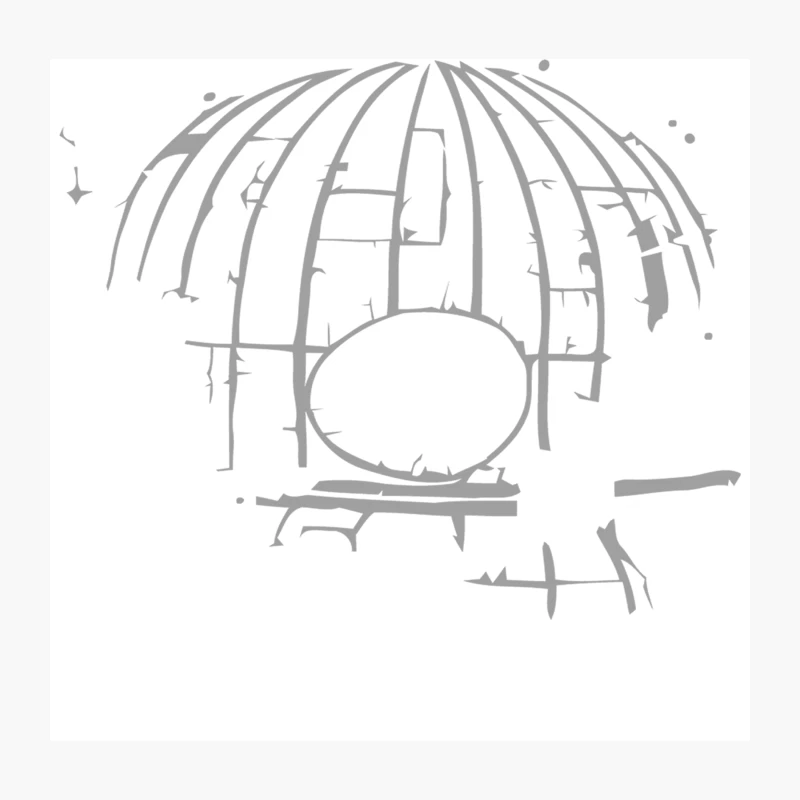 Minimalist Sketch of a Birdcage Throw Pillow