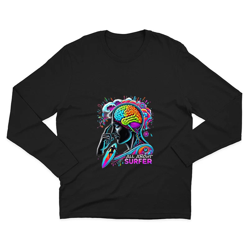 Psychedelic Surfer Brain Wave Art Male Long Sleeve T-Shirt