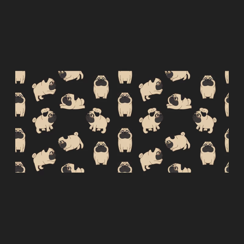 Cute Cartoon Pug Pattern: Repetitive Beige Dog Illustrations Bucket Hat