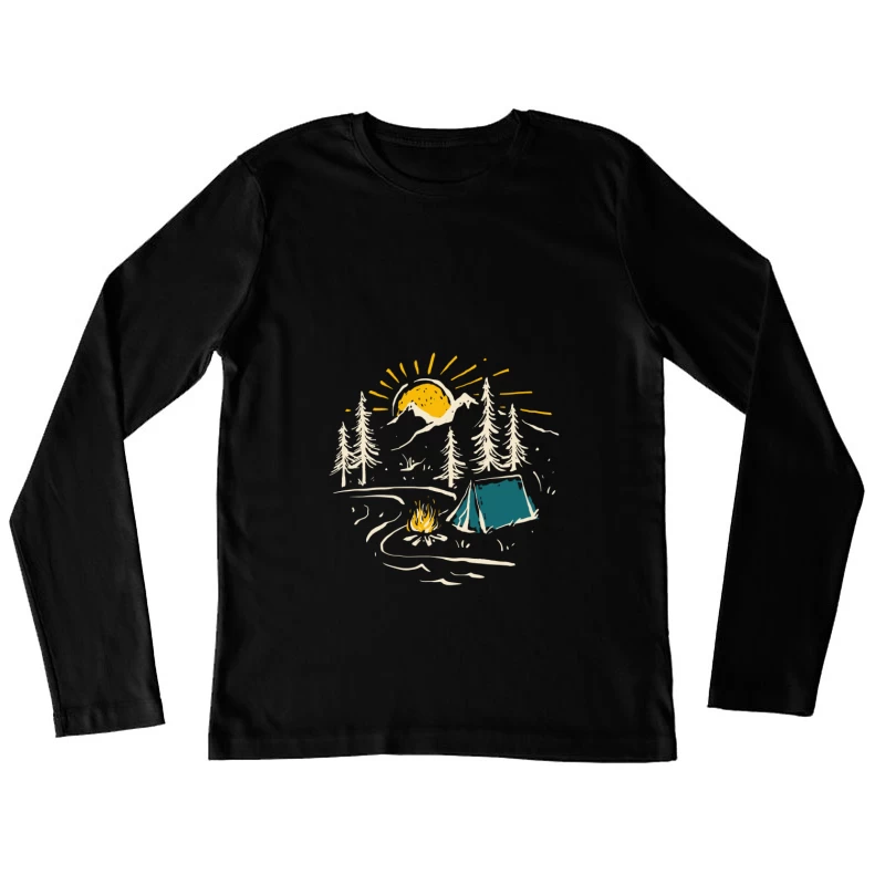 Zelten in der Natur unter der Sonne Damen Langarm T-Shirt