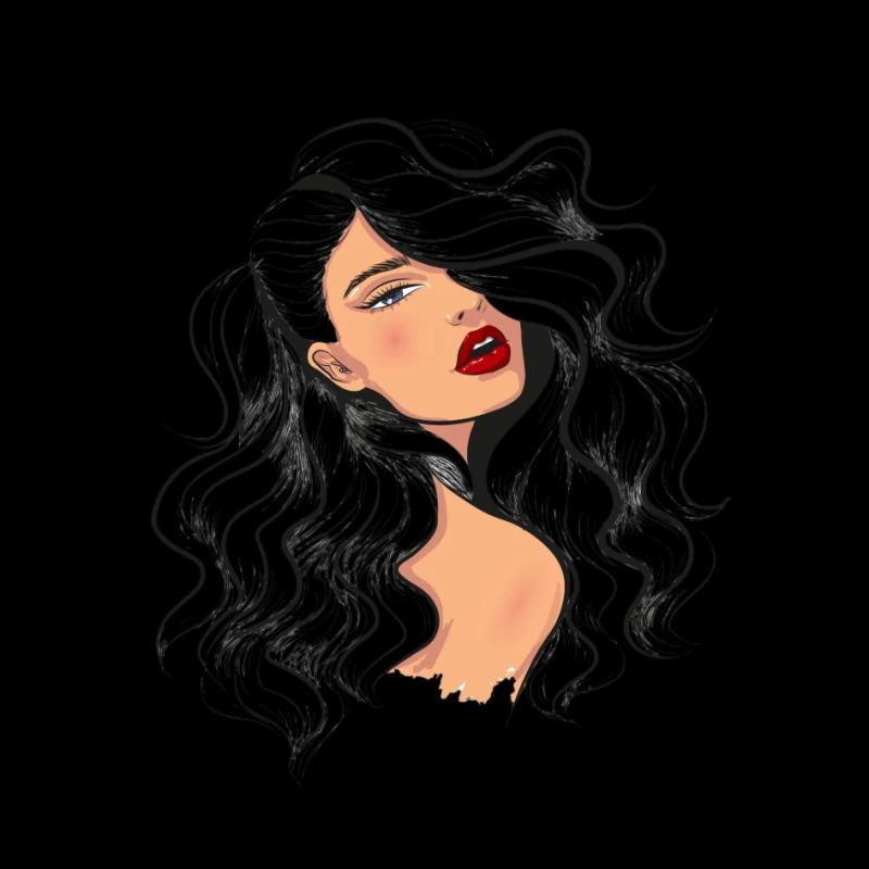 Portrait of a Beautiful Woman with Flowing Hair Pin