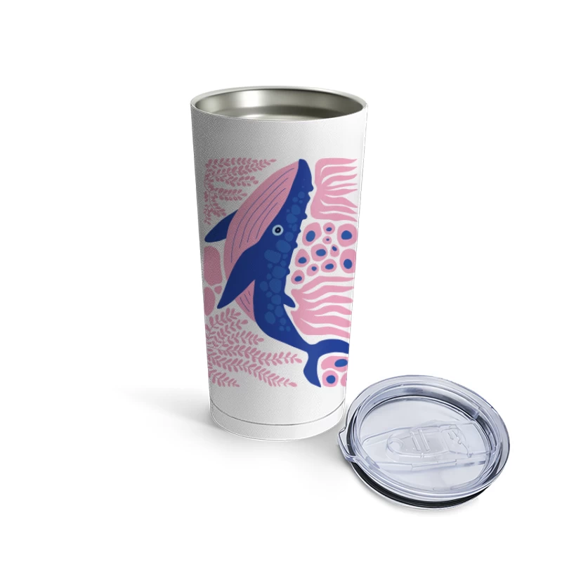 Whimsical Whale in a Coral Dream Travel Mug