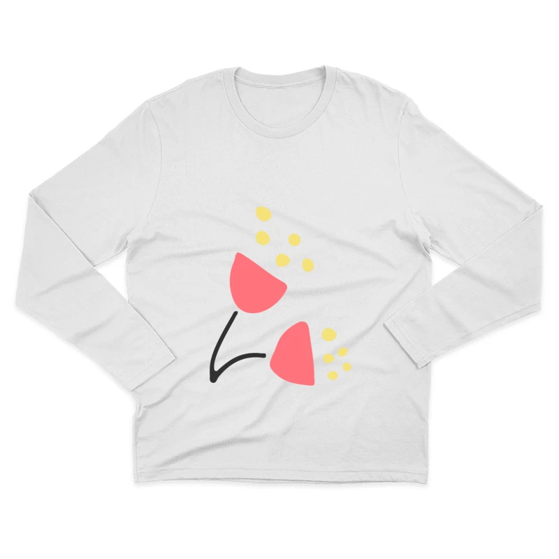Fleurs stylisées avec points jaunes Homme Manches Longues T-Shirt