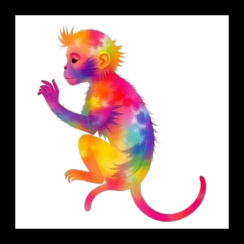 Rainbow Gradient Monkey Art Pin