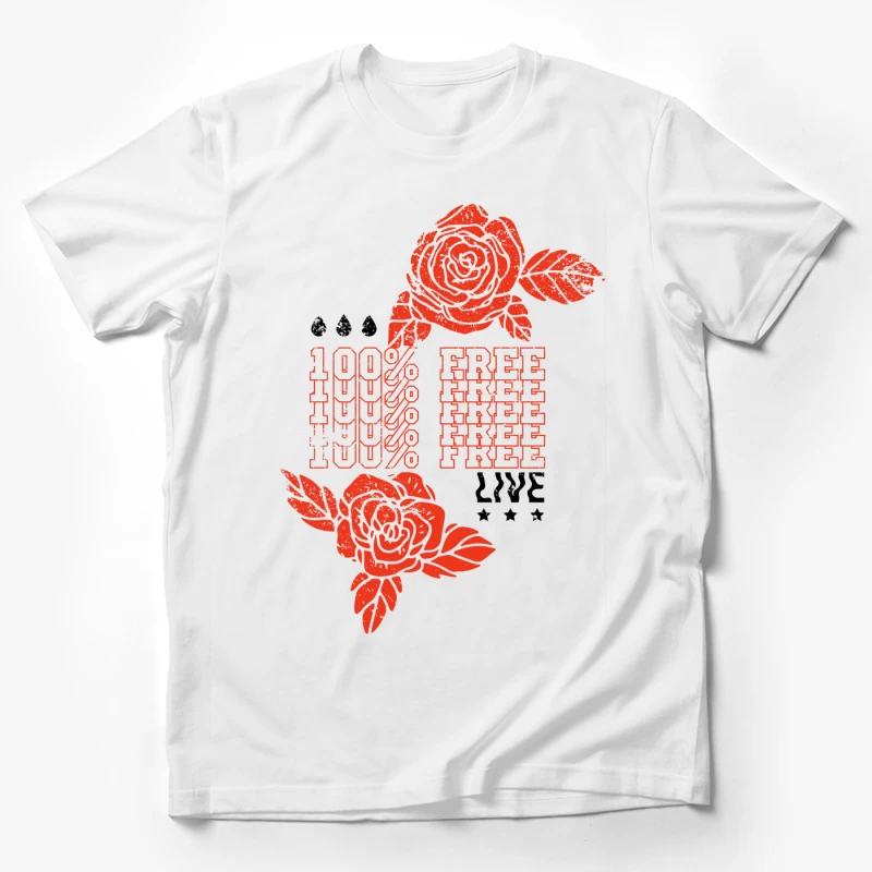 Design floral avec texte '100% Free' Homme T-Shirt