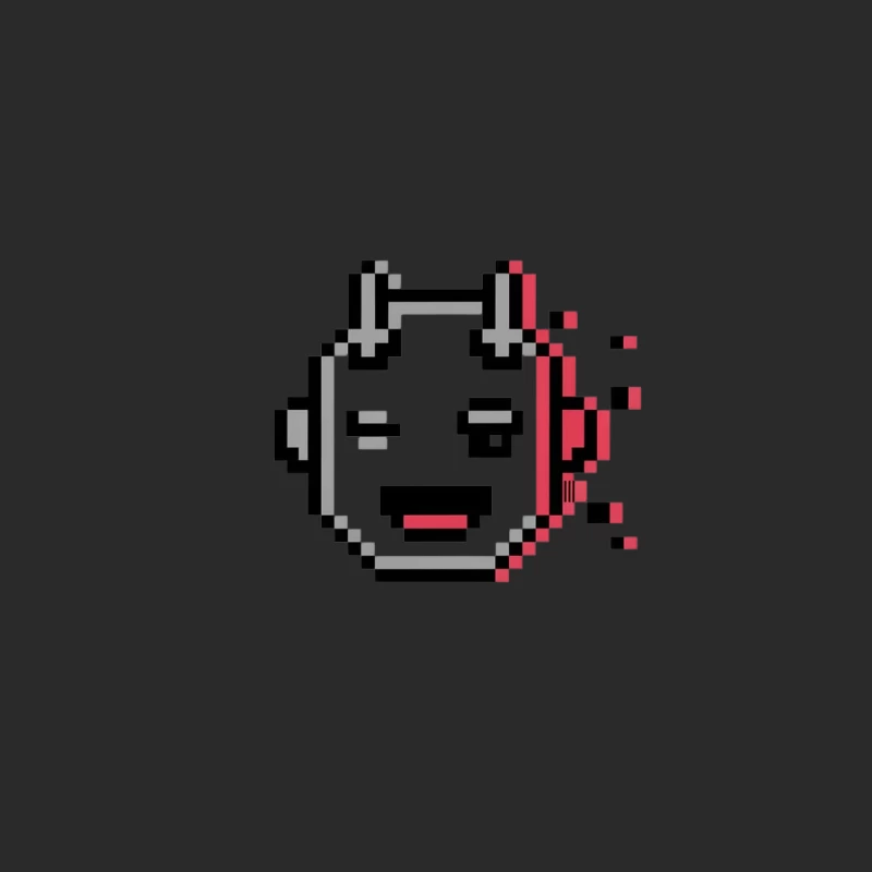 Minimalist Pixelated Emoji with Red Accent Digital Art Baseball Cap