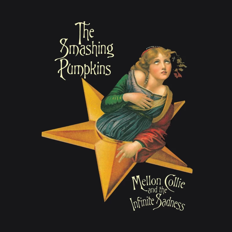 The Smashing Pumpkins' Mellon Collie Album Cover Featuring Classical Art on Golden Star Female Pullover Hoodie