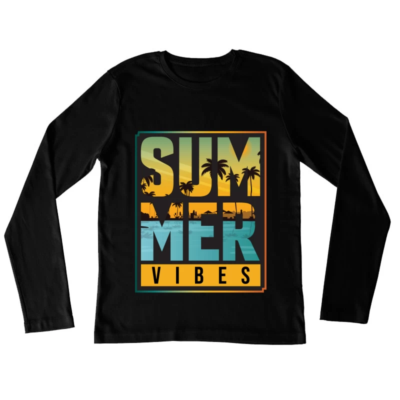 Sommerstimmung mit Palmen Damen Langarm T-Shirt