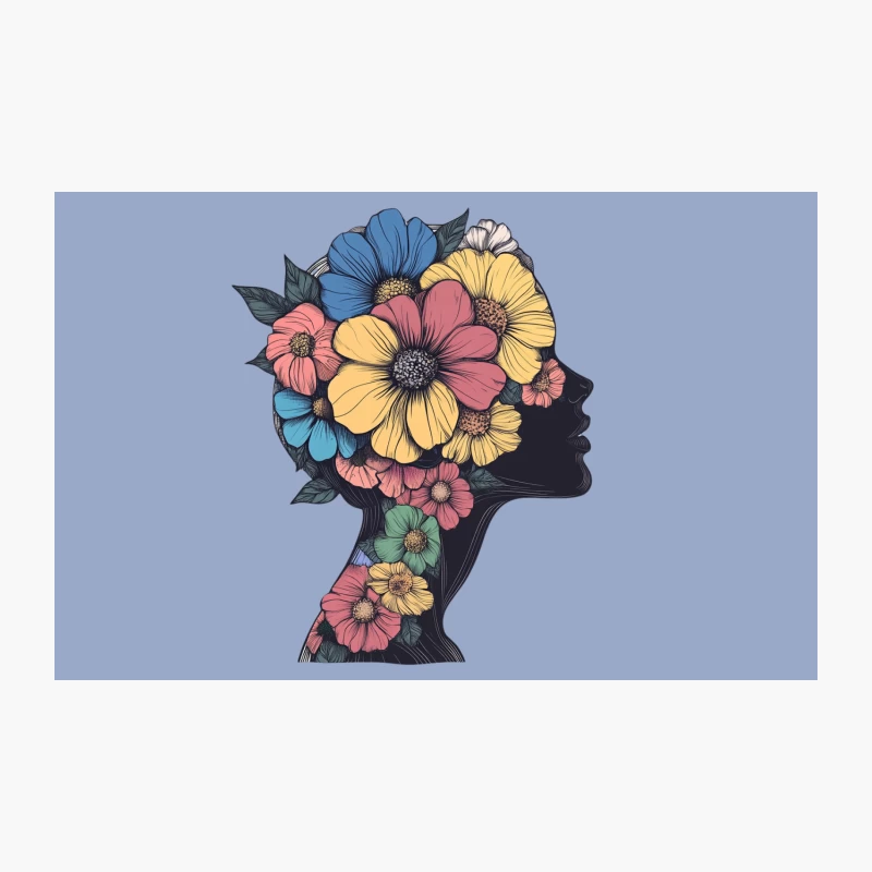 Vibrant Floral Profile: Nature-Inspired Artistic Illustration Travel Mug