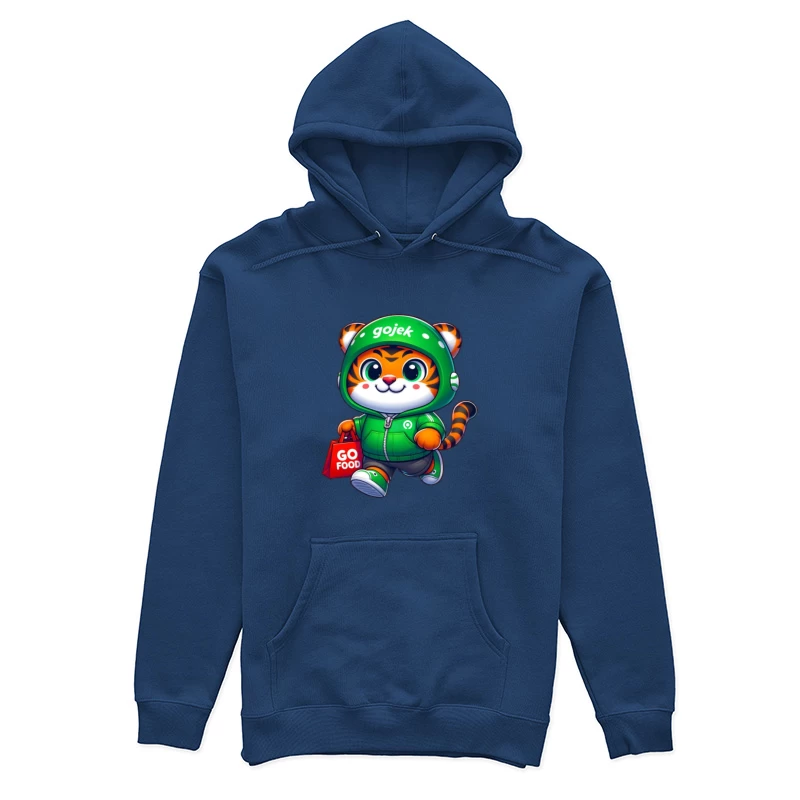 Niedliches Tiger-Maskottchen von Gojek mit GoFood-Tasche Damen Pullover Hoodie