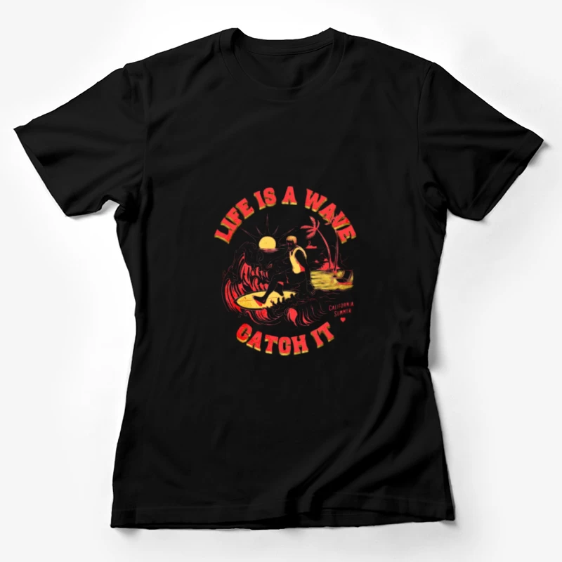 Surf, Vie, Coucher de soleil Femme T-Shirt
