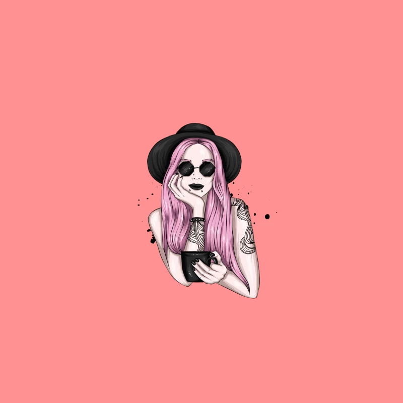 Stylish Woman with Pink Hair and Sunglasses iPhone Case