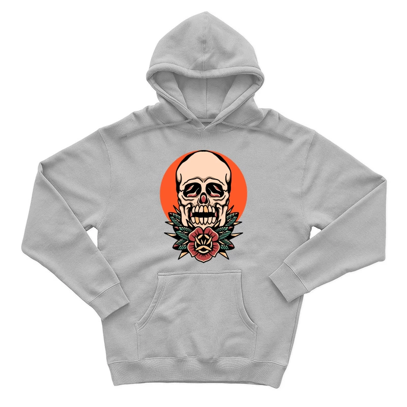 Skull with Floral Design Male Pullover Hoodie