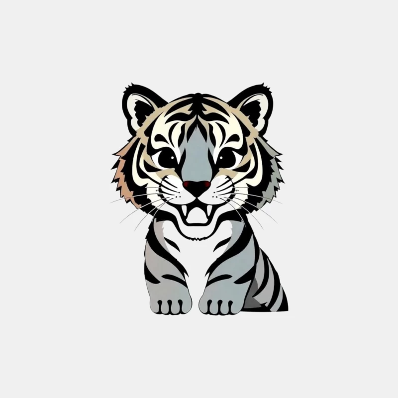 Cartoon Illustration of a Tiger Male Tank Top