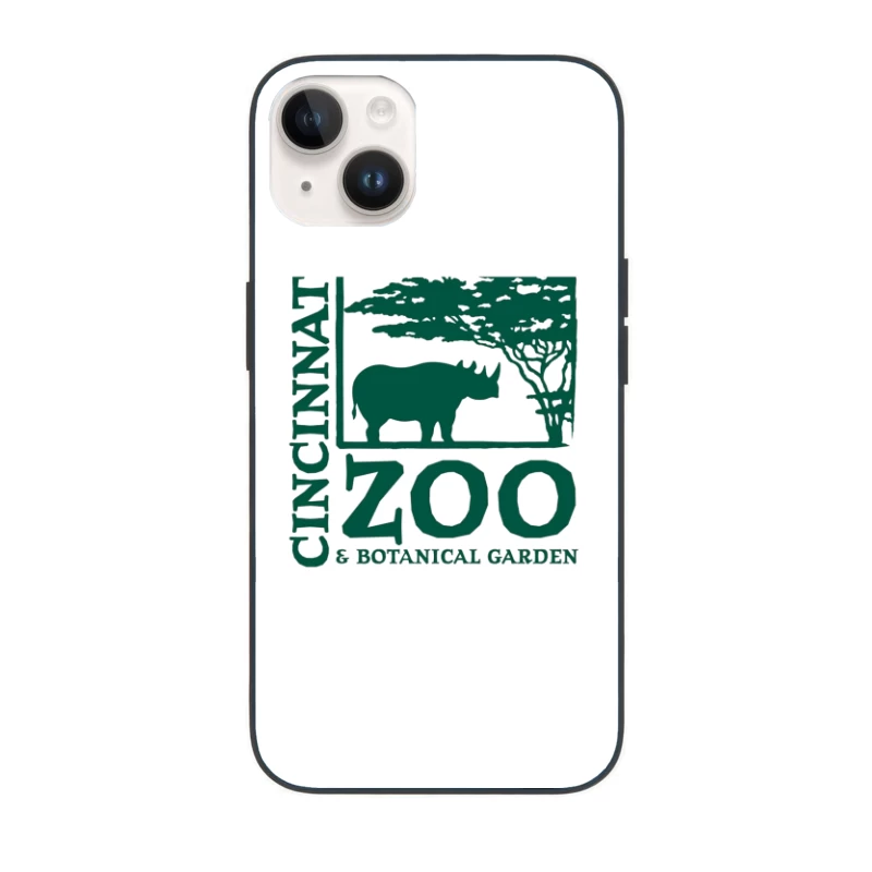 Cincinnati Zoo & Botanical Garden Logo with Rhinoceros and Acacia Tree iPhone Case