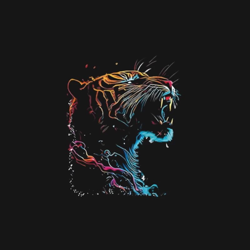 Bunte Tigerkunst, Farbe, Linienkunst Herren Langarm T-Shirt