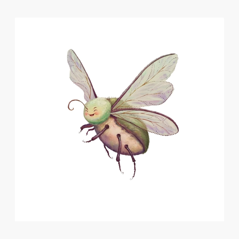 Whimsical Fairy Bug Illustration in Pastel Hues Throw Pillow