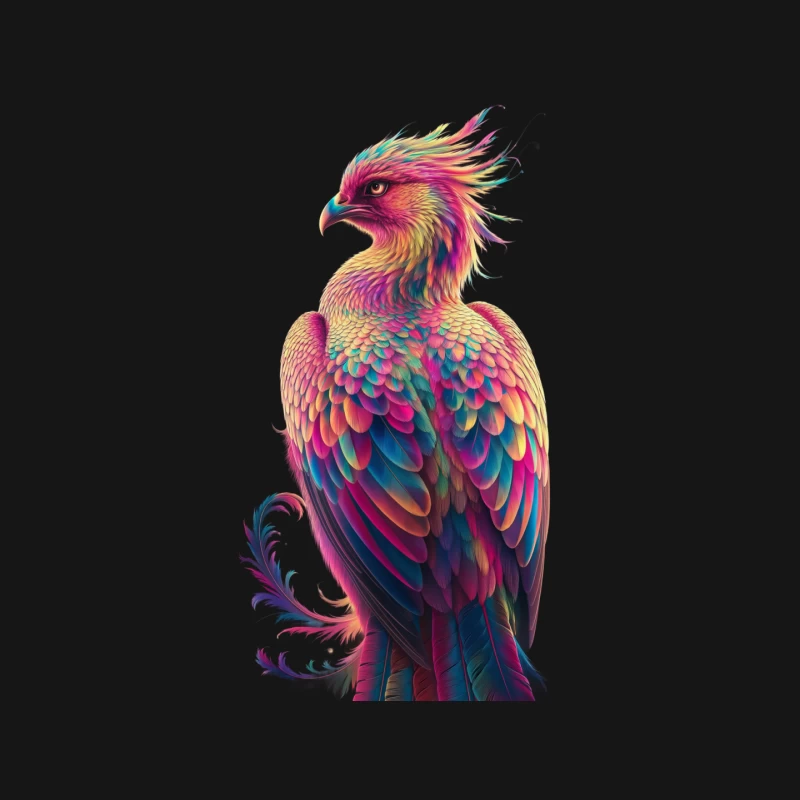 Vibrant Phoenix: A Colorful Fantasy Bird Illustration Mouse Pad