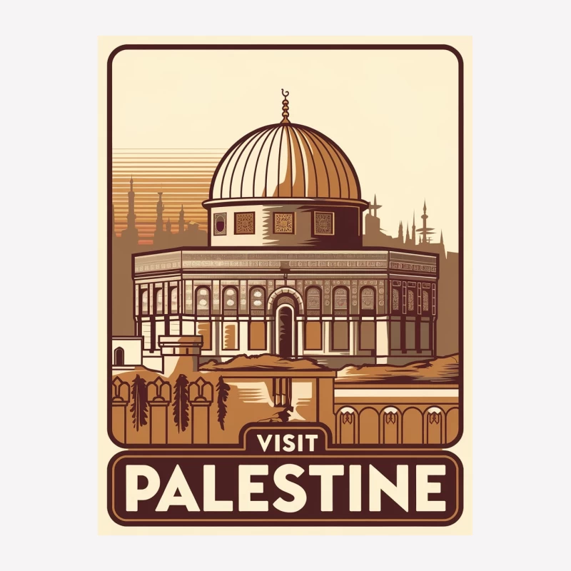 Vintage Travel Poster: Visit Palestine's Iconic Dome of the Rock Female T-Shirt