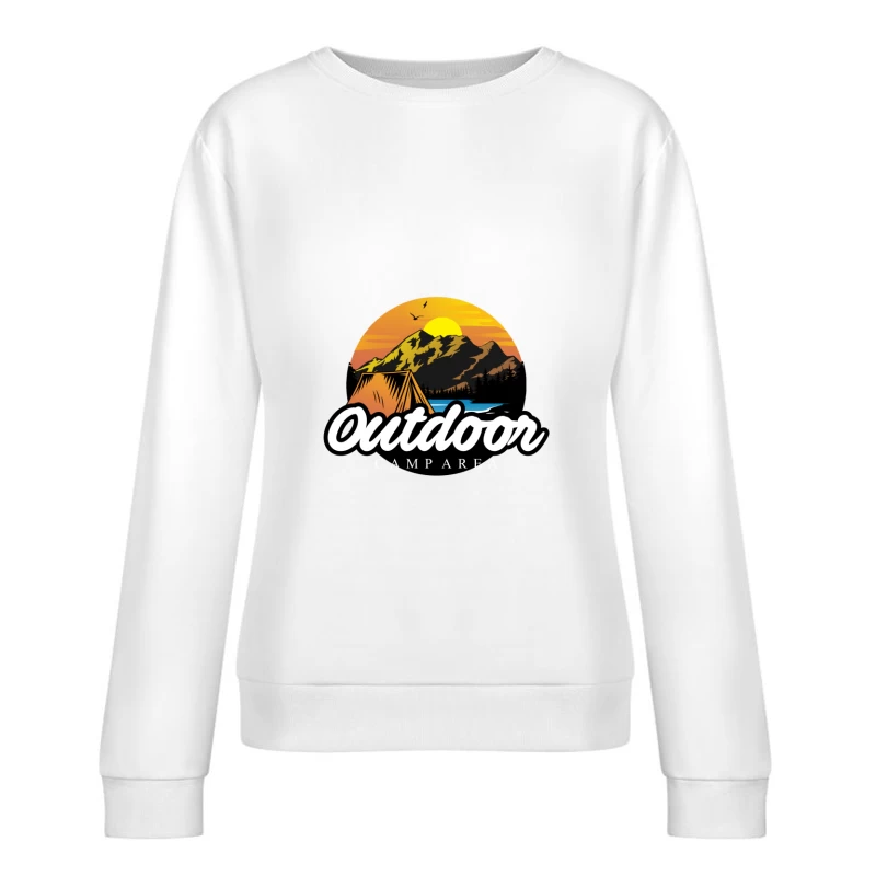 Campingplatz im Freien mit Zelten und Sonnenuntergang Damen Pullover Sweatshirt