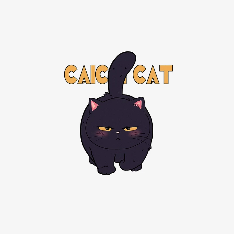 Grummelige schwarze Katze Illustration Damen Langarm T-Shirt