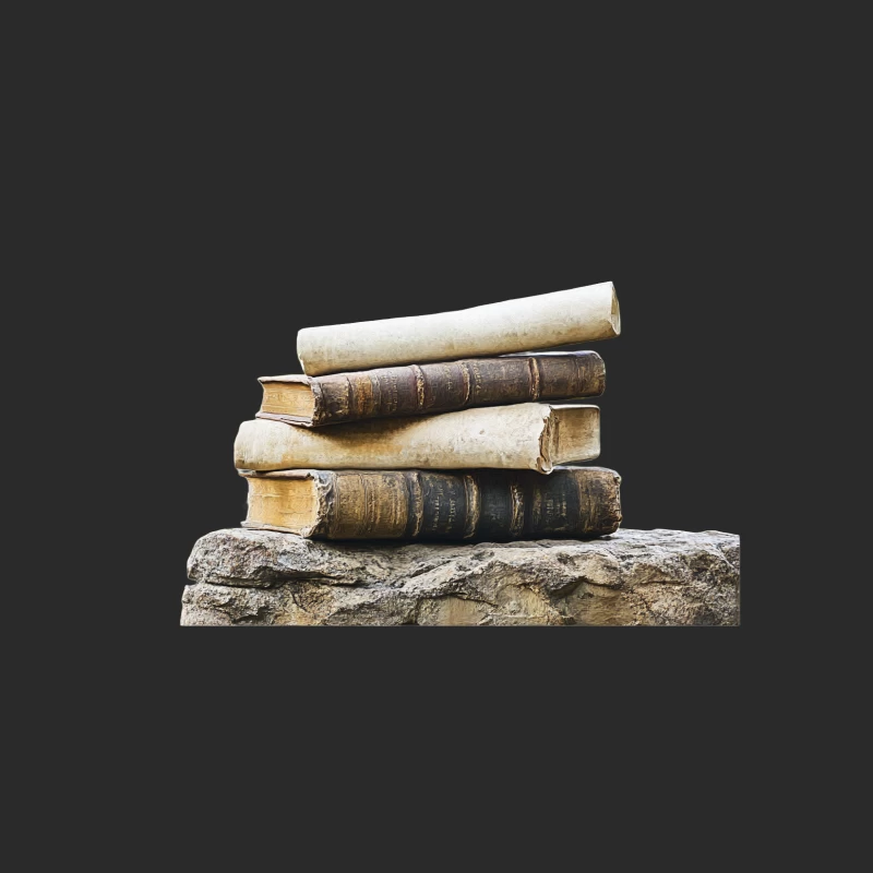 Vintage Stack of Antique Books on Stone Baseball Cap