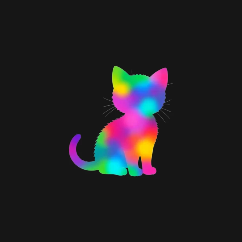 Rainbow Gradient Cat Silhouette Art Desk Mat