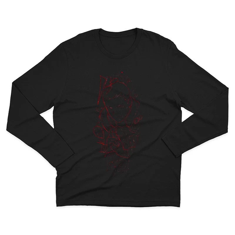 Mystische Zeichnung mit dunklen Linien Herren Langarm T-Shirt