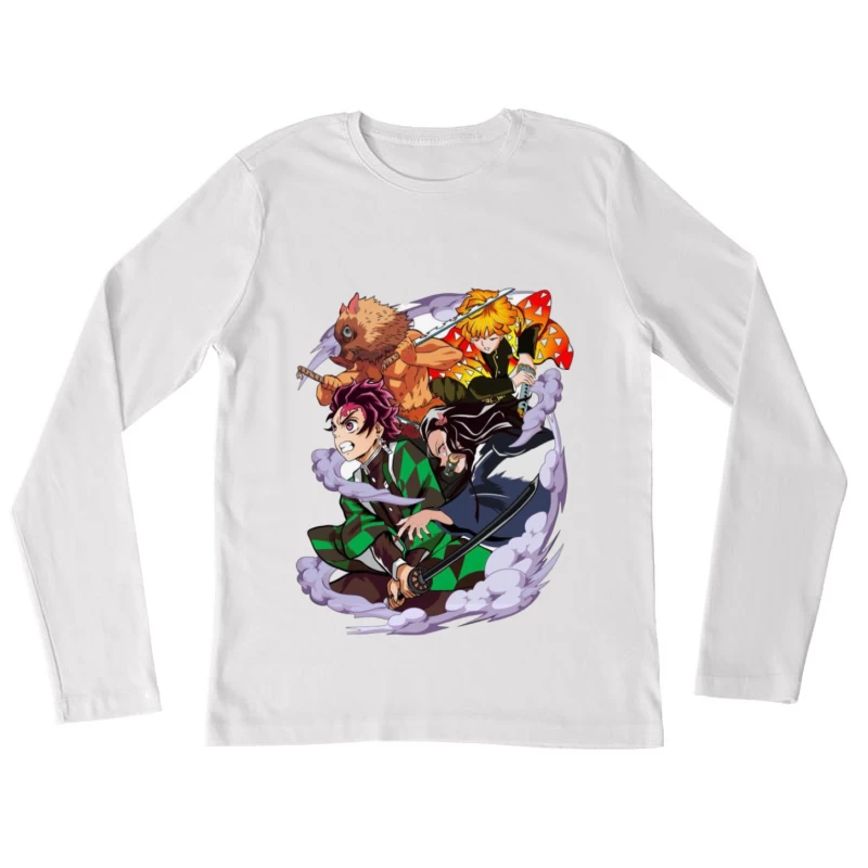 Kämpfende Charaktere mit Schwertern Damen Langarm T-Shirt