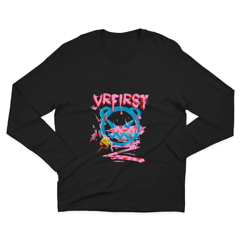 Buntes Graffiti-Design mit VR-Elementen Herren Langarm T-Shirt