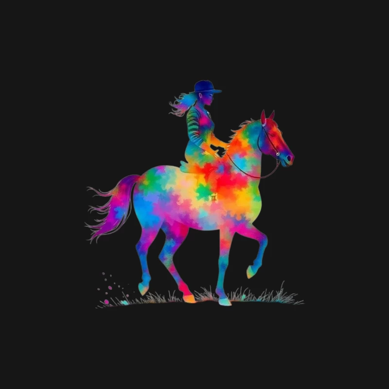 Colorful Horse Rider Male Long Sleeve T-Shirt