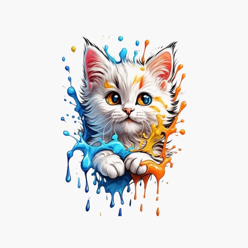 Cute Colorful Cat Illustration Cotton Tote Bag