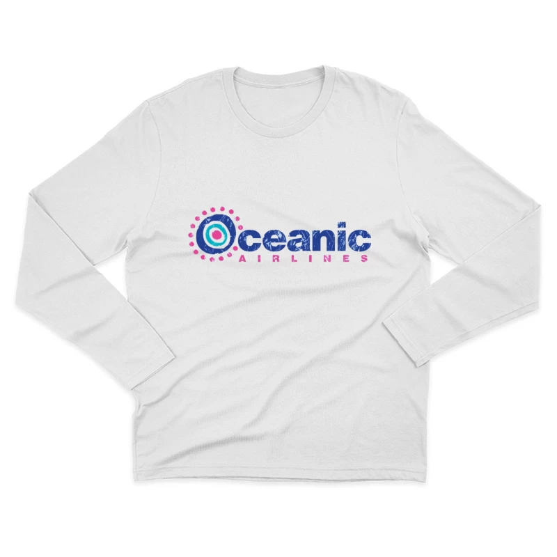 Oceanic Airlines Vintage-Style Logo Design with Blue and Pink Color Scheme Male Long Sleeve T-Shirt