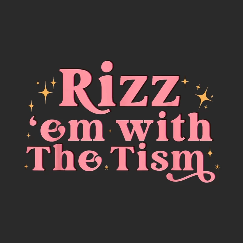 Retro Pink Typography: "Rizz em with The Tism" with Sparkles Baseball Cap