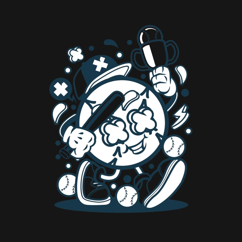 Balle de baseball animée avec trophée et batte Homme Manches Longues T-Shirt