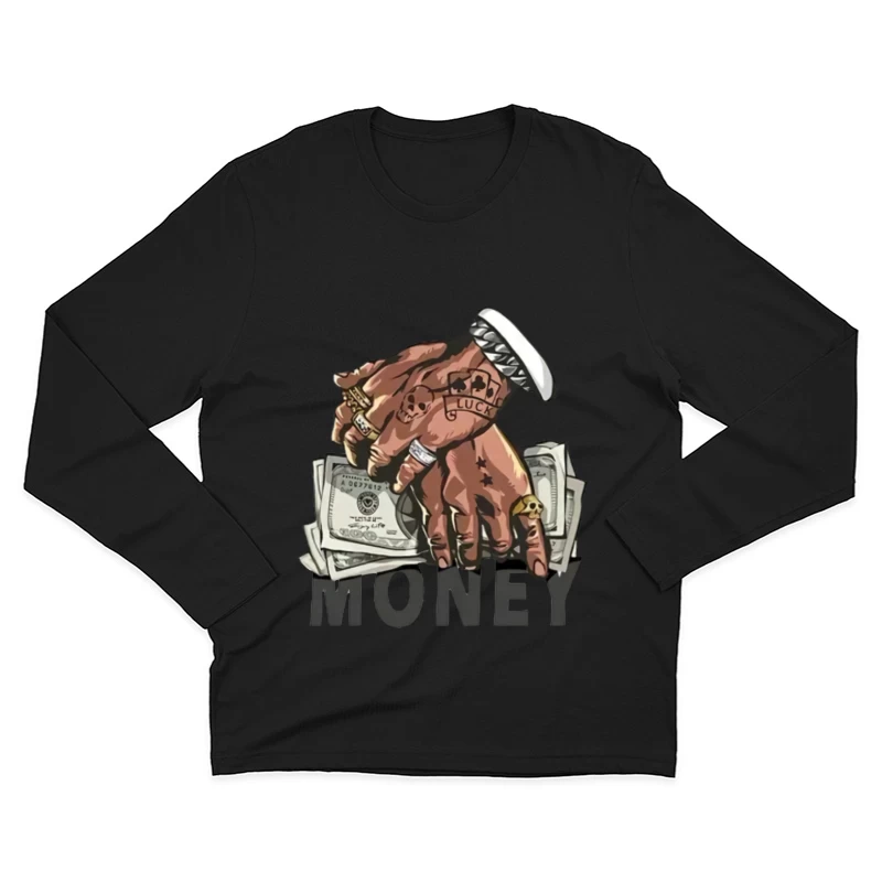 Tattooierte Hände mit Geld Herren Langarm T-Shirt