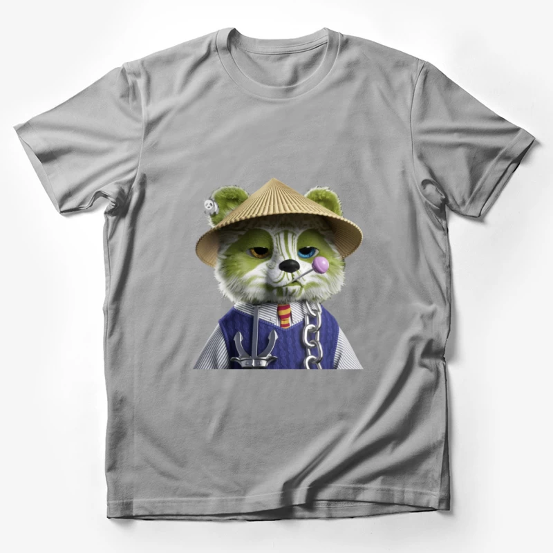 Stilvolle Panda-Figur mit Strohhut Herren T-Shirt