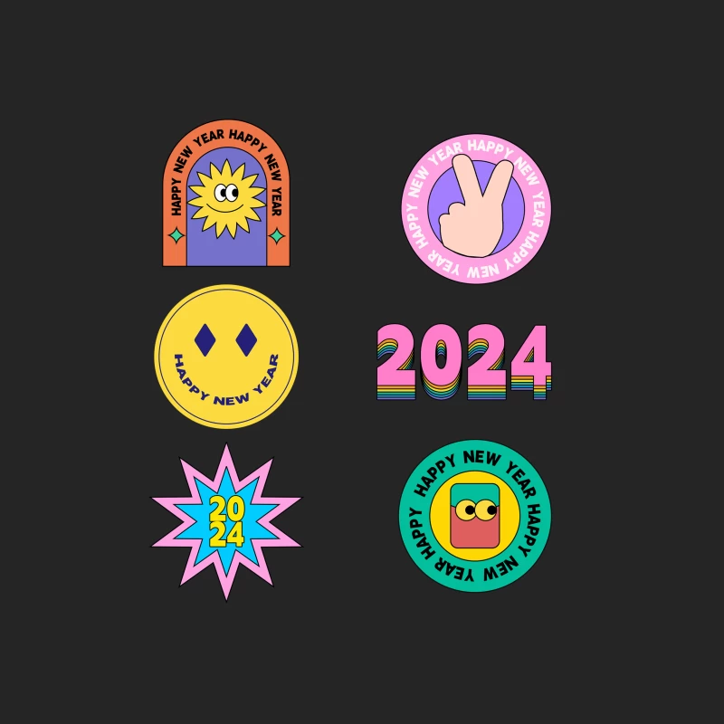 Fröhliches Neujahr 2024 Sticker Design Herren Pullover Sweatshirt