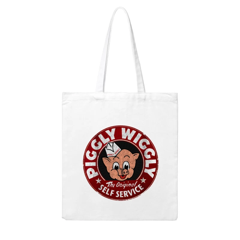 Vintage Piggly Wiggly Self-Service Grocery Store Logo Cotton Tote Bag