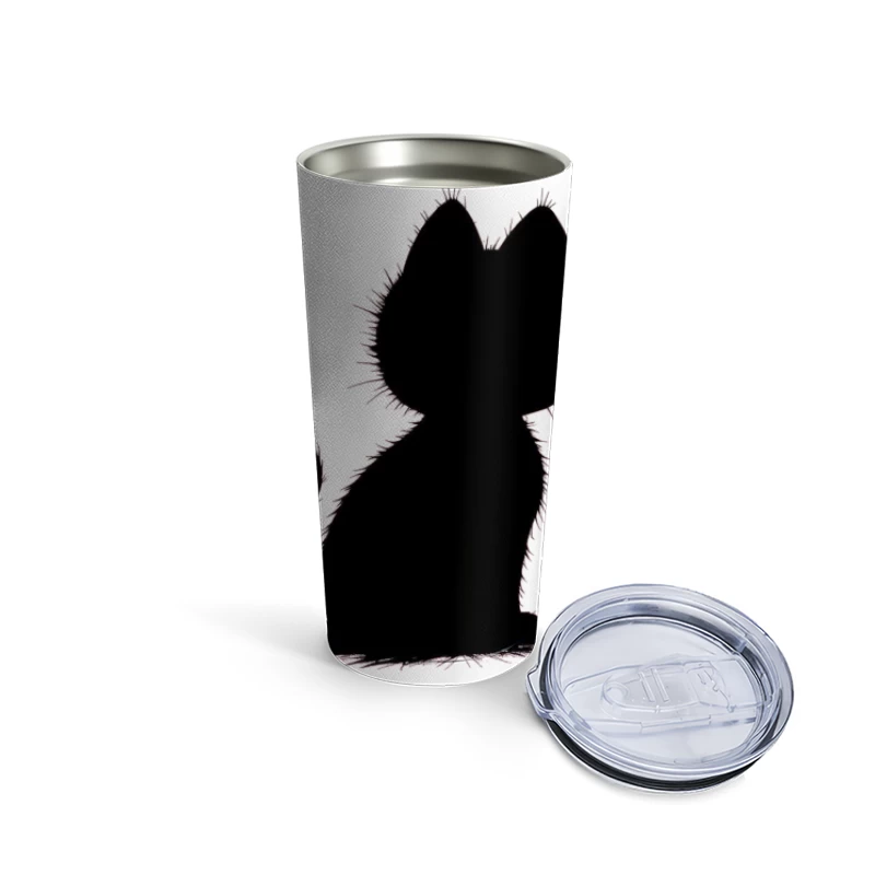 Elegant Black Cat Silhouette Travel Mug