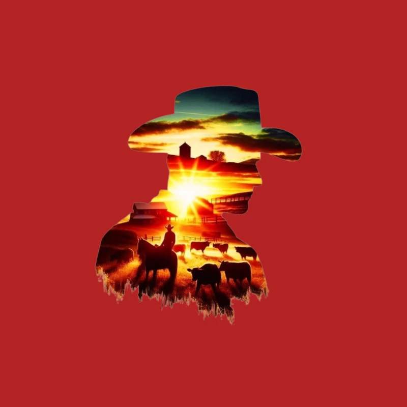 Silhouette of a Cowboy at Sunset Male T-Shirt