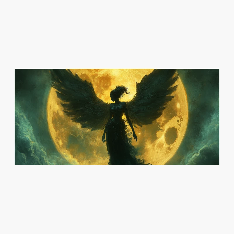 Winged Silhouette Against a Mystical Moonlit Sky Coffee Mug