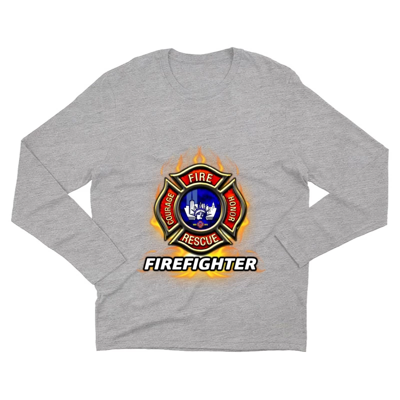 Emblème de Pompier Courageux Homme Manches Longues T-Shirt