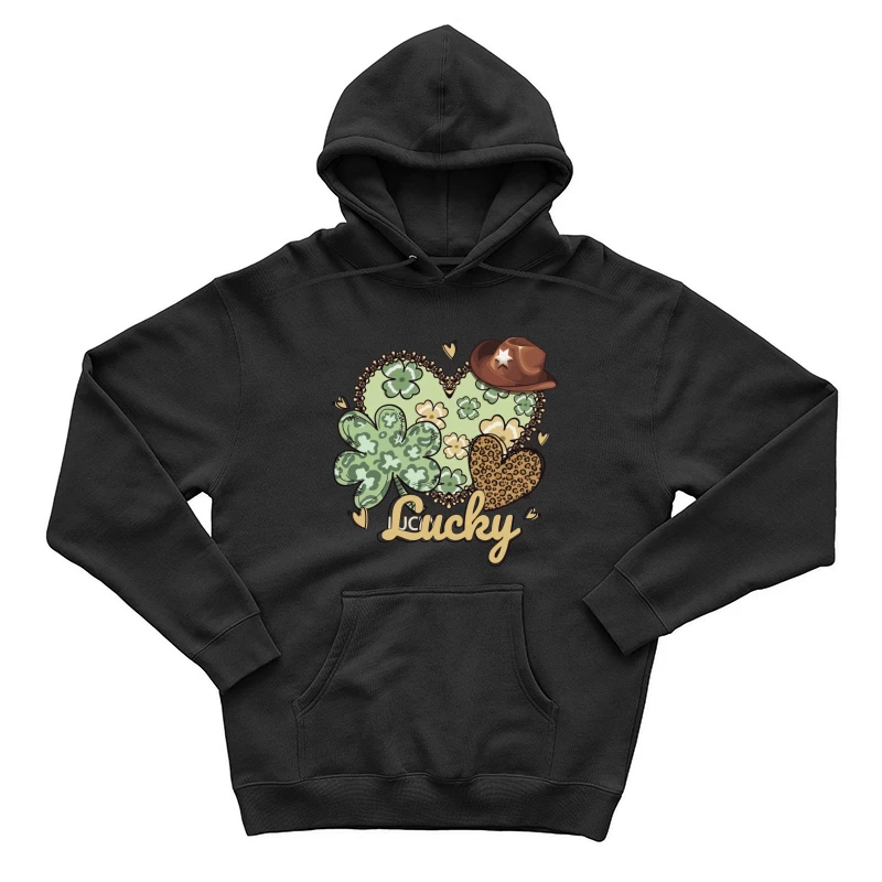 Glücksdesign mit Kleeblatt und Cowboyhut Herren Pullover Hoodie
